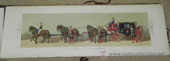 Militaria: Comitiva Regia 1879, lamina 23, coche con la servidumbre de S.A.I y R. la Arquiduquesa do&ntilde;a Maria Cr
