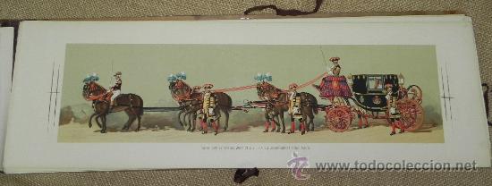 Militaria: Comitiva Regia 1879, lamina 24, coche con la servidumbre de S.A.I y R. la Arquiduquesa do&ntilde;a Isabel,