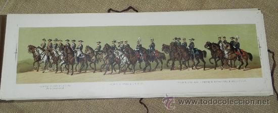 Militaria: Comitiva Regia 1879, lamina 47, ayudante de campo de S.M. el Rey jefe de estado mayor, ayudantes de