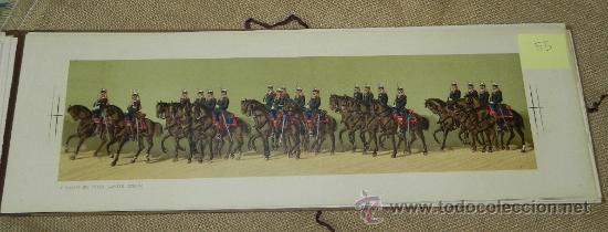 Militaria: Comitiva Regia 1879, lamina 55, Escolta del citado Capitan General, caballeria, Litograf&iacute;a de A. For