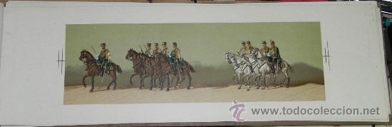 Militaria: Comitiva Regia 1879, lamina 59, husares de la princesa, caballeria, Litograf&iacute;a de A. Fortuny y dibuj