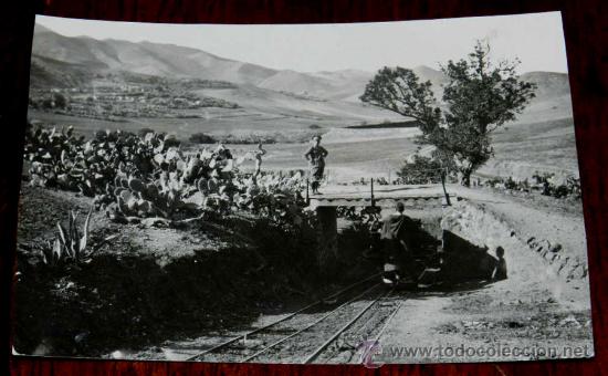 Militaria: ANTIGUA FOTOGRAFIA DEL RIF, CAMPA&Ntilde;A DE MARRUECOS, RAILES DE LA MINA, NO CIRCULADA, TAMA&Ntilde;O POSTAL.