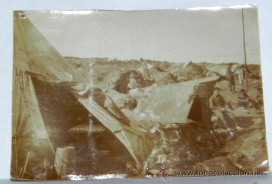 Military Antiques: ANTIGUA FOTOGRAFIA DE LA GUERRA DEL RIF, CAMPAMENTO DE REGULARES Y TROPAS INDIGENAS , MIDE 8,5 X 6 C