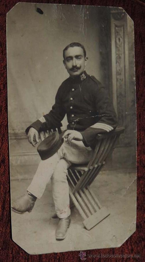 Military Antiques: ANTIGUA FOTOGRAFIA DE SARGENTO DEL REGIMIENTO 38, GUERRA DEL RIF, FECHADA EN 1914 EN TETUAN, MIDE 12