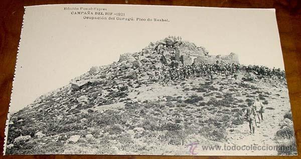 Military Antiques: ANTIGUA POSTAL DE LA CAMPA&Ntilde;A DEL RIF - 1921 . OCUPACION DEL GURUGU, PICO DE BASBEL CON FORTALEZA - E