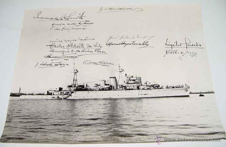 Militaria: ANTIGUA FOTOGRAFIA ORIGINAL DE BARCO DE GUERRA DE LA ARMADA PORTUGUESA - CON LAS FIRMAS ORIGINALES A