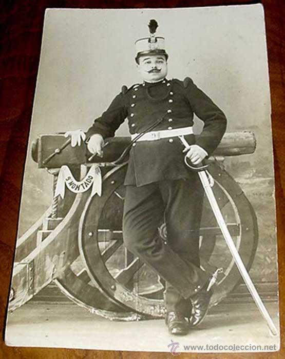 Military Antiques: ANTIGUA FOTO POSTAL DE MILITAR ESPA&Ntilde;OL - FOTO DE ESTUDIO DE FOTOGRAFIA MILITAR, PUERTA STA. MADRONA,
