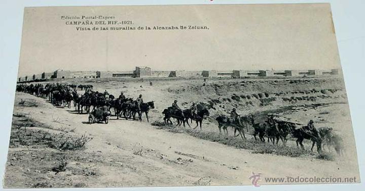 Military Antiques: ANTIGUA POSTAL . CAMPA&Ntilde;A DEL RIF 1921 . VISTA DE LAS MURALLAS DE LA ALCAZABA DE ZELUAN - HAUSERT Y M