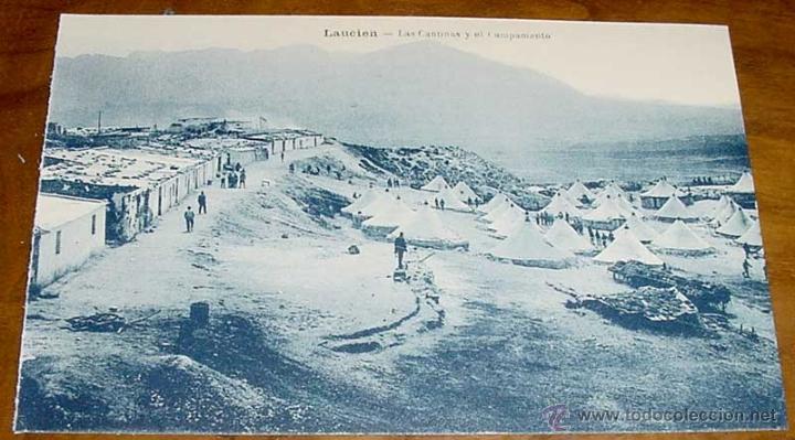 Militaria: ANTIGUA POSTAL DE LA GUERRA DEL RIF (MARRUECOS) . LAUCIEN, LAS CANTINAS Y EL CAMPAMENTO - EDICION M.