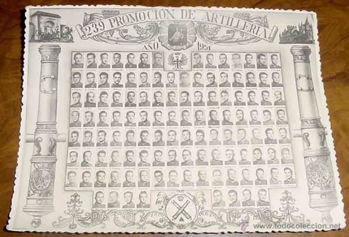 Military Antiques: ANTIGUA FOTOGRAFIA MILITAR DE LA 239 PROMOCION DE ARTILLERIA - A&Ntilde;O 1951 - FOTO WAMBA - ACADEMIA GENE