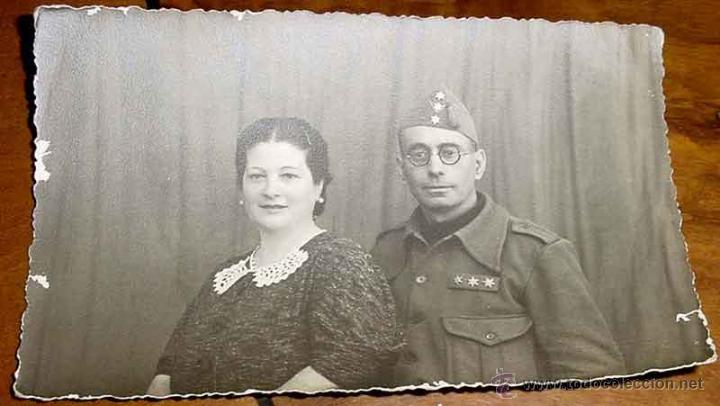 Military Antiques: ANTIGUA FOTO POSTAL DE MILITAR ESPA&Ntilde;OL CON SU ESPOSA - REALIZADA POR FOTOEXPRES EN LAS PALMAS DE GRA