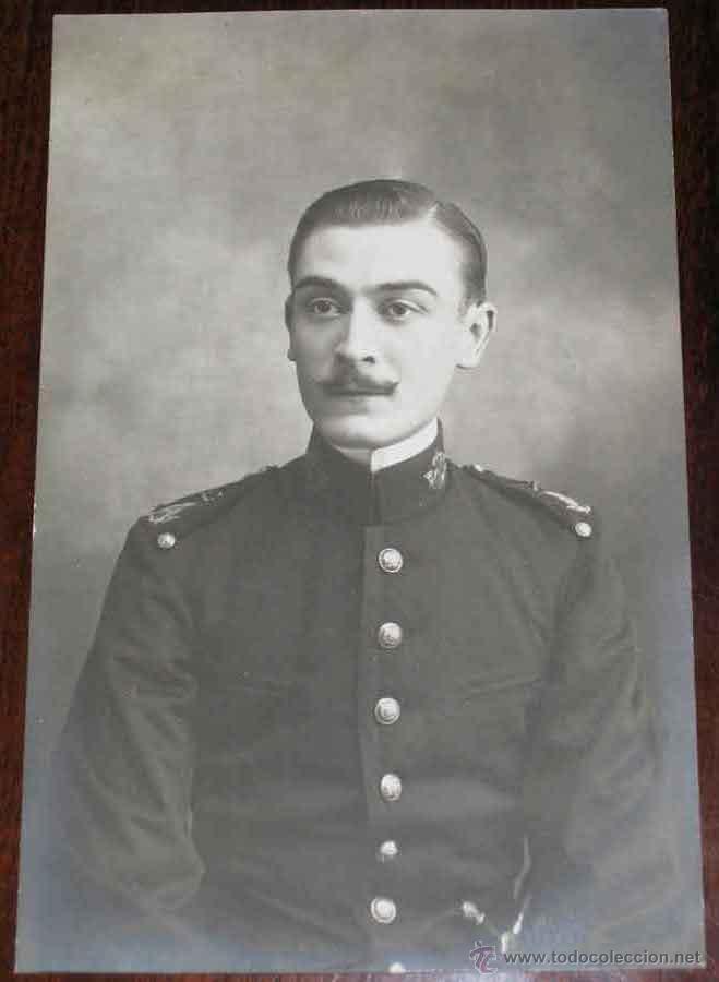 Militaria: ANTIGUA FOTOGRAFIA DE MILITAR ESPA&Ntilde;OL TAMA&Ntilde;O POSTAL 13,5 X 8,5 CMS. ESCRITA EN 1904