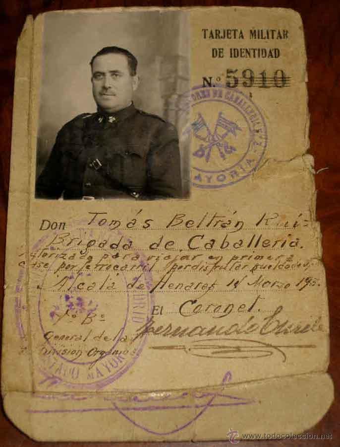 Militaria: ANTIGUA FOTOGRAFIA DE TARJETA MILITAR DE IDENTIDAD DE BRIGADA DE CABALLERIA ESPA&Ntilde;OL A&Ntilde;OS 30 - MIDE 1