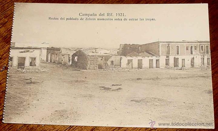 Military Antiques: ANTIGUA POSTAL DE LA CAMPA&Ntilde;A DEL RIF - RESTOS DEL POBLADO DE ZELUAN - 1921 - SERIE VI - ED. POSTAL E