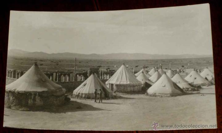 Militaria: ANTIGUA FOTO POSTAL DE CAMPAMENTO EJERCITO ESPA&Ntilde;OL EN LA GUERRA DE MARRUECOS, RIF . EXCELENTE ESTADO