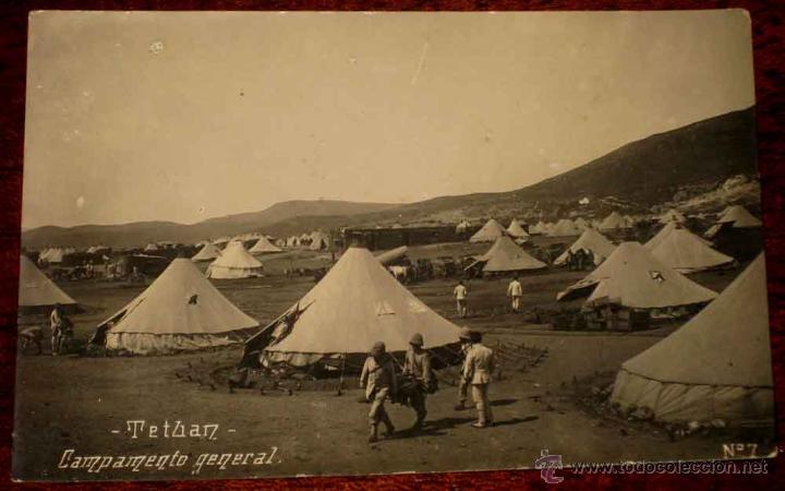 Militaria: ANTIGUA FOTO POSTAL DE TETUAN (MARRUECOS) CAMPAMENTO GENERAL . GUERRA DEL RIF, PROTECTORADO ESPA&Ntilde;OL