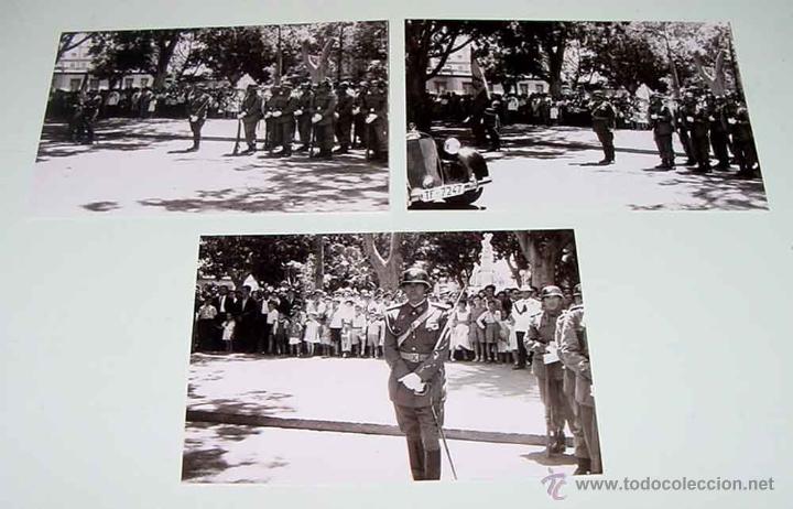 Militaria: LOTE DE 3 FOTOGRAFIAS DE VISITA DE ALGUNA AUTORIADAD A TENERIFE - SOLDADOS EN FORMACION MILITAR - MI
