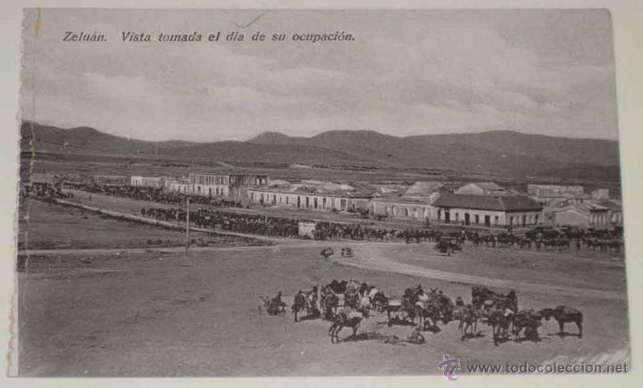 Militaria: ANTIGUA POSTAL DE ZELUAN - GUERRA DEL RIF - MARRUECOS - VISTA TOMADA EL DIA DE SU OCUPACION - ED. BO