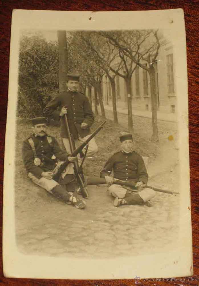 Military Antiques: ANTIGUA FOTO POSTAL DE MILITARES ESPA&Ntilde;OLES CON PANTALON DE RAYADILLO -  NO CIRCULADA.