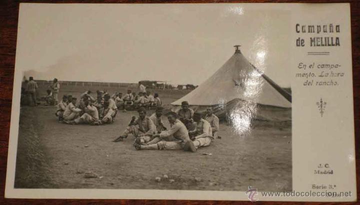 Military Antiques: ANTIGUA FOTO POSTAL CAMPA&Ntilde;A DE MELILLA . GUERRA DE MARRUECOS, RIF . En el campamento, la hora del ra