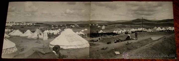 Military Antiques: ANTIGUA FOTO POSTAL PANORAMICA DE LA GUERRA DEL RIF - POSTAL DOBLE - CAMPAMENTO DE REGAIA - RARISIMA