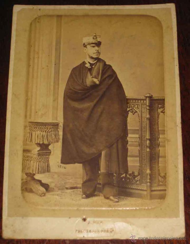Militaria: ANTIGUA FOTOGRAFIA ALBUMINA DE MILITAR ESPA&Ntilde;OL - 1879  - FOTOGRAFIA DE J. MON, PUERTA DEL SOL 5 DE M