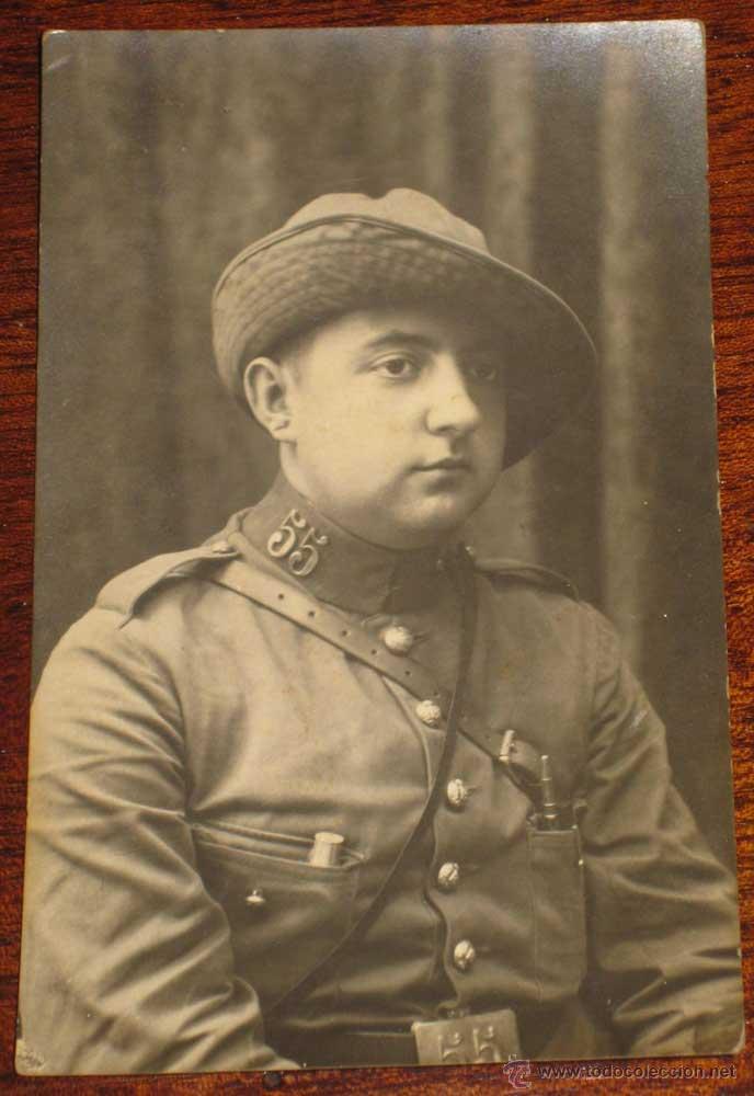 Military Antiques: ANTIGUA FOTOGRAFIA TAMA&Ntilde;O POSTAL DE MILITAR DEL REGIMIENTO 55 - EXCELENTE ESTADO DE CONSERVACION, SI