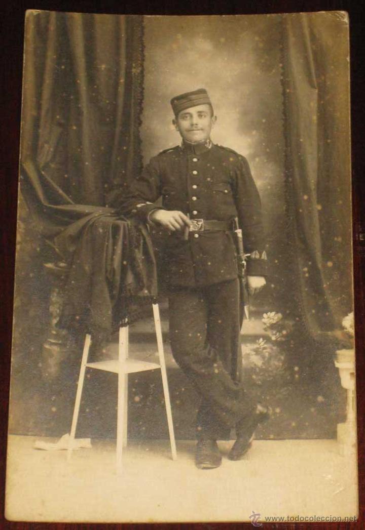 Military Antiques: ANTIGUA FOTOGRAFIA TAMA&Ntilde;O POSTAL DE MILITAR ESPA&Ntilde;OL, REALIZADA EN VICH POR J. BA&Ntilde;ON - TAL COMO SE PU