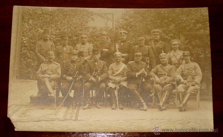 Military Antiques: ANTIGUA FOTO POSTAL DE OBSERVADORES MILITARES EN 1910 APROX. - EL ESPA&Ntilde;OL ES EL 3&ordm; POR LA IZQUIERDA