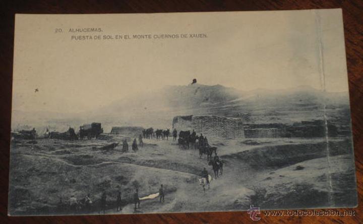 Militaria: ANTIGUA POSTAL DE ALHUCEMAS - N. 20 - MONTE CUERNOS DE XAUEN - GUERRA DEL RIF - NO CIRCULADA - ED. H