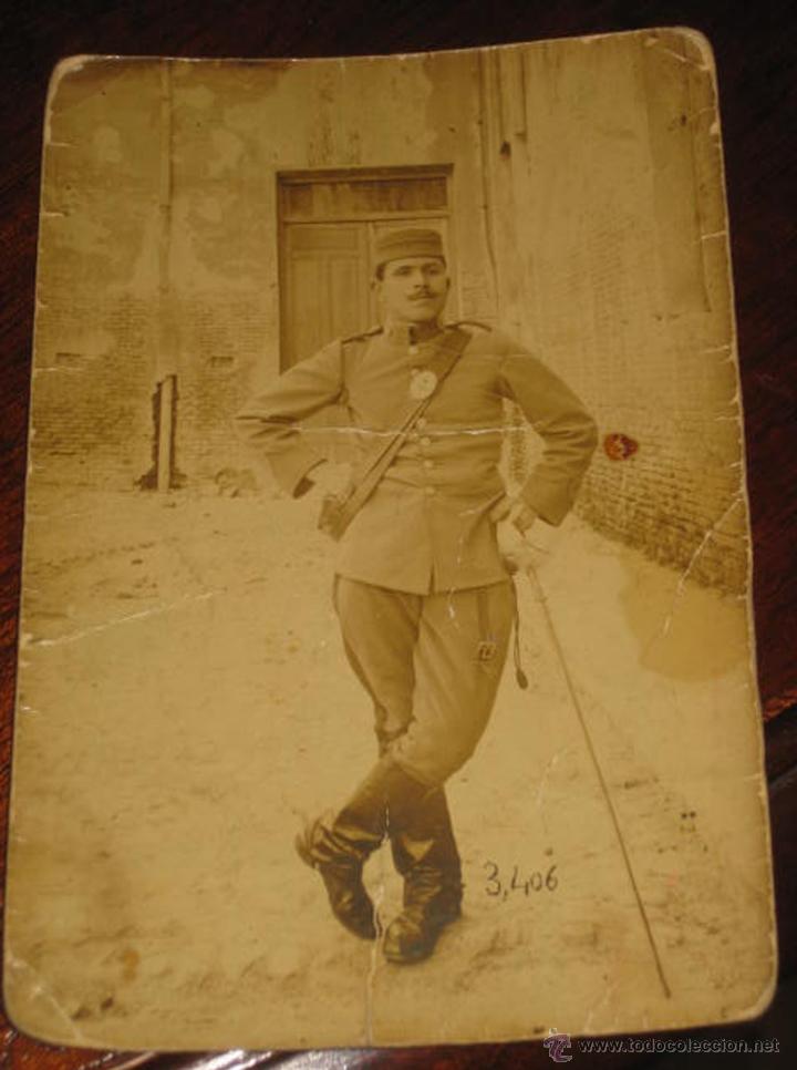 Military Antiques: ANTIGUA FOTOGRAFIA DE MILITAR ESPA&Ntilde;OL - TAMA&Ntilde;O POSTAL - ESCRITA POR DETRAS