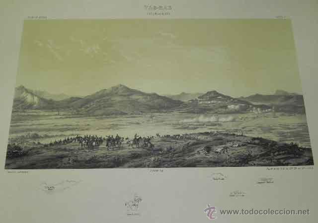 Military Antiques: ANTIGUA LITOGRAFIA DE ATLAS DE AFRICA - VAD-RAS EL 23 DE MARZO DE 1860, J. VELASCO DIBUJANTE, J. VAL