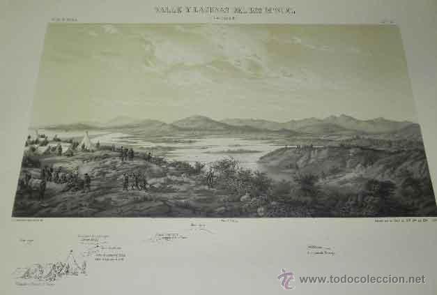 Military Antiques: ANTIGUA LITOGRAFIA DE ATLAS DE AFRICA - VALLE Y LAGUNAS DEL RIO M NUEL EL 5 DE ENERO DE 1860, J. VEL