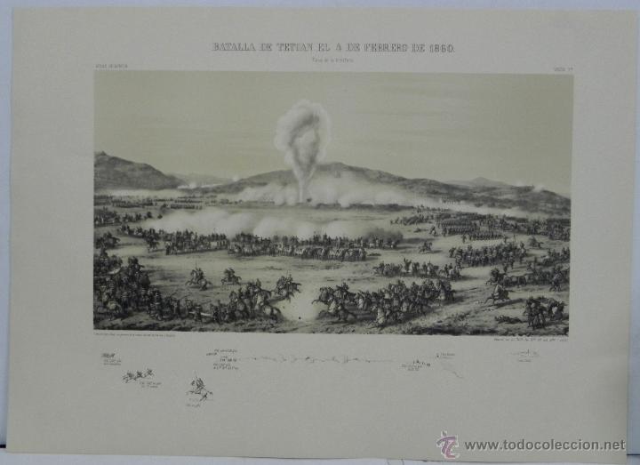 Military Antiques: ANTIGUA LITOGRAFIA DE ATLAS DE AFRICA - BATALLA DE TETUAN EL 4 DE FEBRERO DE 1860, J. VELASCO DIBUJA