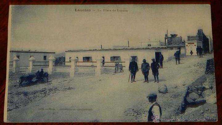 Military Antiques: Antigua postal de Laucien, guerra del rif, la plaza de Espa&ntilde;a, ed. m. arribas, no circulada.