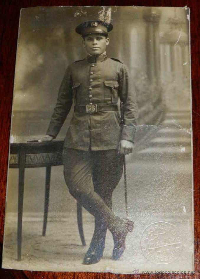 Military Antiques: Antigua fotografia de MILITAR ESPA&Ntilde;OL, DEL REGIMIENTO 58, REALIZADA POR EL FOTOGRAFO LUMIERE en Barc
