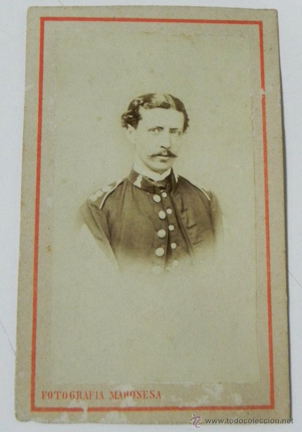 Militaria: Antigua fotografia albumina de oficial de ingenieros del ejercito espa&ntilde;ol, epoca Alfonso XII, fotogr