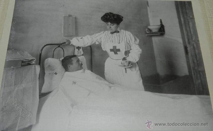 Military Antiques: ANTIGUA FOTOGRAFIA GUERRA DEL RIF, HOSPITAL DE CABA&Ntilde;AL (CABANYAL), LA ENFERMERA PAQUITA MELGAR JUNTO