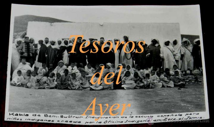 Militaria: ANTIGUA FOTOGRAFIA DE LA KABILA DE BENI BU IFRUR, INAUGURACION DE LA ESCUELA ESPA&Ntilde;OLA PARA NI&Ntilde;OS IND