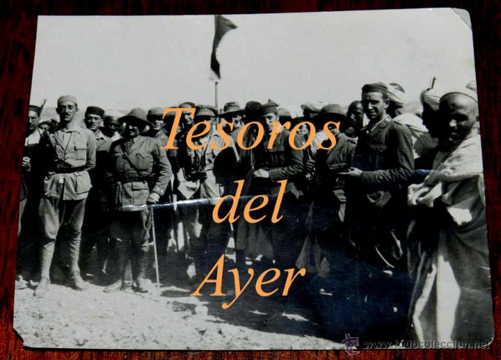 Militaria: ANTIGUA FOTO POSTAL DE LA GUERRA DEL RIF, REGULARES, POLICIA INDIGENA, MEHALA CAMPA&Ntilde;A DE MARRUECOS 1