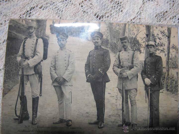 Militaria: POSTAL DISTINTOS UNIFORMES ALUMNOS - ACADEMIA DE INFANTERIA - A&Ntilde;O 1911