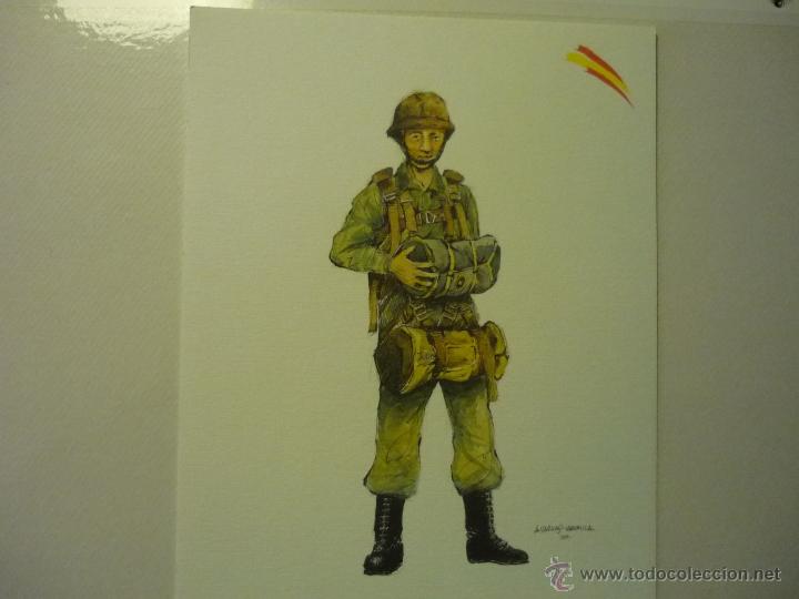 Militaria: LAMINA DIBUJO PARACAIDISTA BRIGADA --UNIFORME SALTO.-