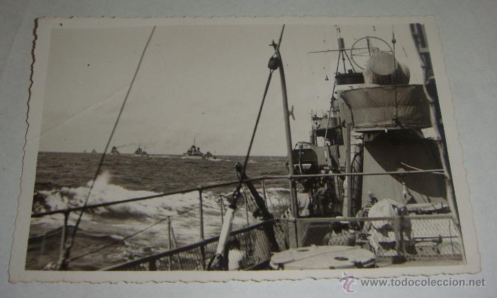 Militaria: Antigua Foto Postal. Desde Buque de la Armada espa&ntilde;ola. Al fondo se ven otros buques.