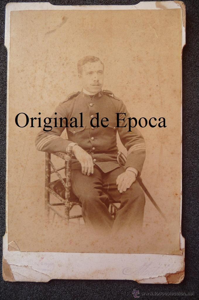 Militaria: (JX-1630)FOTOGRAFIA DE SARGENTO CON SABLE BRIQUET,REALIZADA Y DEDICADA EN MELILLA EN EL A&Ntilde;O 1897