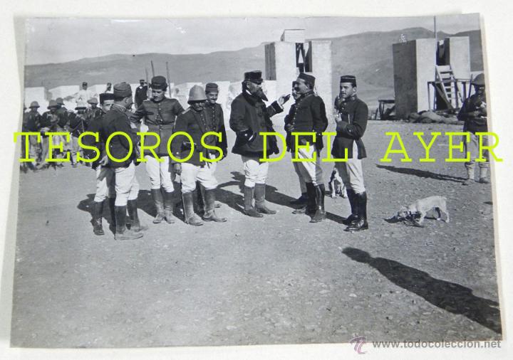 Military Antiques: FOTOGRAFIA DE LA GUERRA DEL RIF, OFICIALES EN LA POSICION DE HARCHA, FOTOGRAFIA ZEGRI, MIDE 10,5 X 8