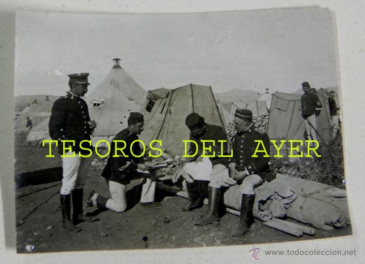 Military Antiques: FOTOGRAFIA DE LA GUERRA DEL RIF, OFICIALES EN EL CAMPAMENTO, FOTOGRAFIA ZEGRI, MIDE 5,5 X 4 CMS. El