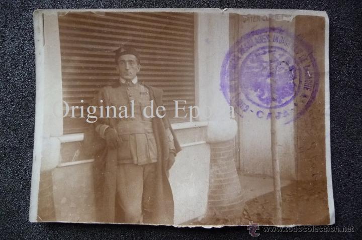 Militaria: (JX-1953)FOTOGRAFIA DE SARGENTO DE REGULARES CON SELLO GRUPO DE FUERZAS REGULARES INDIGENAS DE LARAC