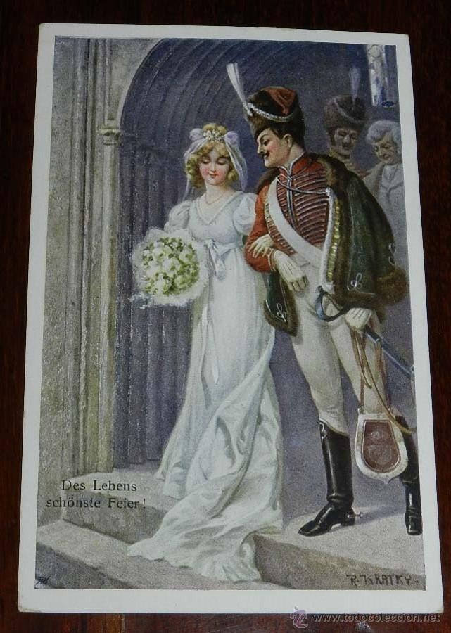 Military Antiques: POSTAL DE OFICIAL CON TRAJE DE HUSAR, ILUSTRACION DE R. KRATKY, CIRCULADA.