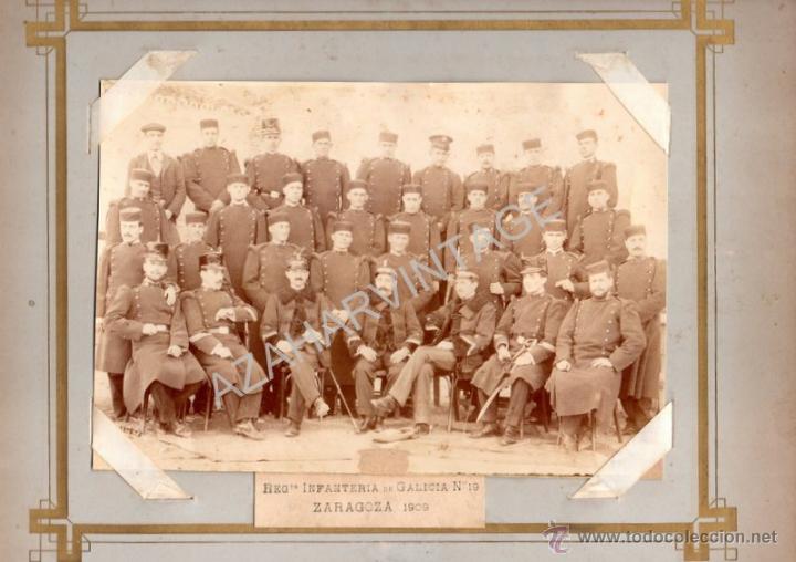 Military Antiques: ZARAGOZA,1909, ESPECTACULAR FOTOGRAFIA DEL REGIMIENTO GALICIA N&ordm; 19, 208X144MM SIN CARTON