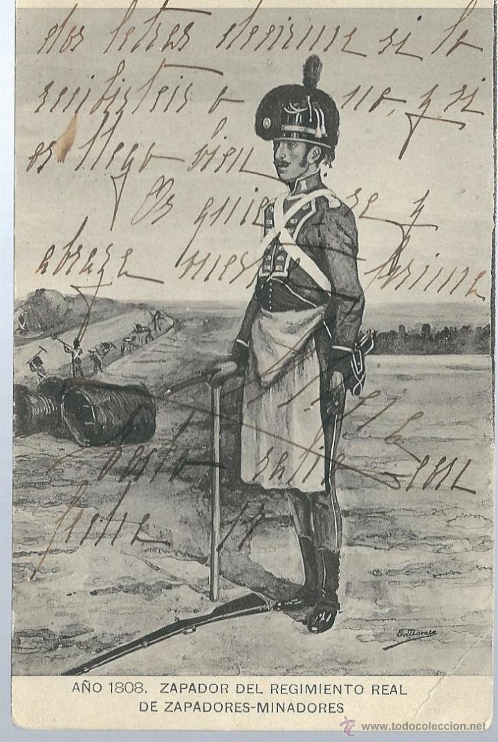 Militaria: EXTRAORDINARIA FOTO POSTAL DE UN ZAPADOR DEL REGIMIENTO REAL DEDICADA EL 26 - 11 -1916